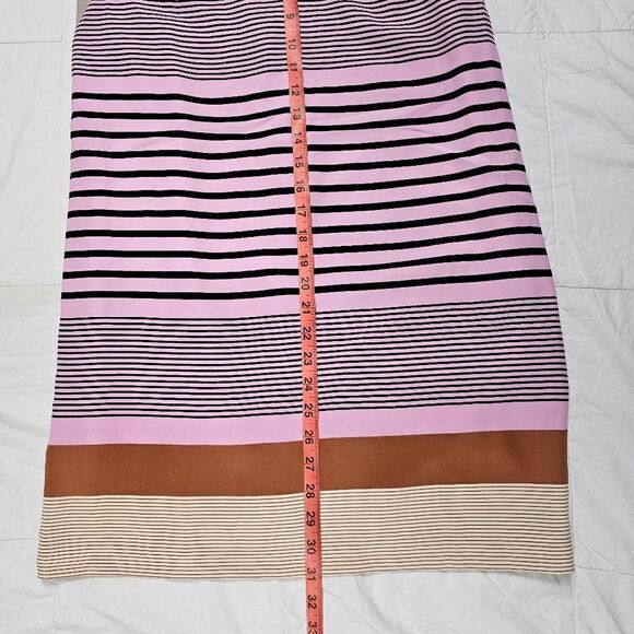 Fossil Silk‎ Tan and Pink Striped Sleeveless Midi Dress Women's Size 6 - Picture 8 of 8
